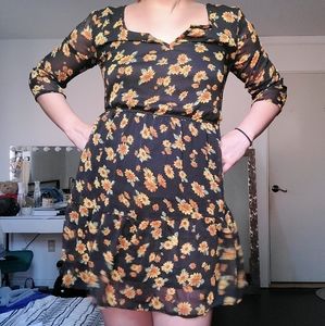chiffon sunflower dress